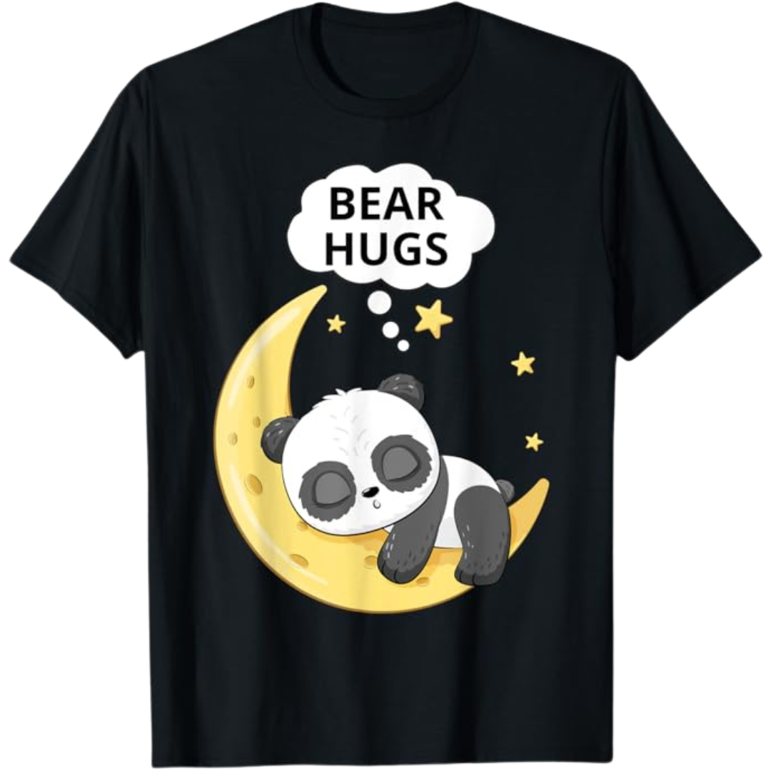 Dreamy Panda Bear Hugs Moon 